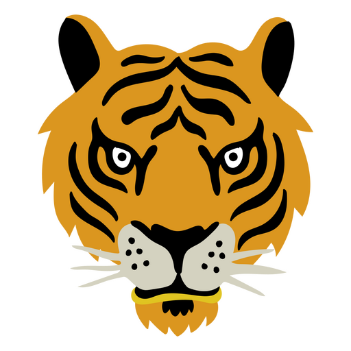 Tiger frontal head element flat PNG Design