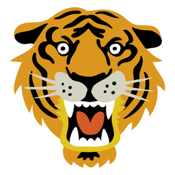 Tiger attacking frontal head element PNG Design