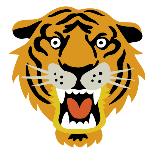 Tiger greift frontales Kopfelement an PNG-Design