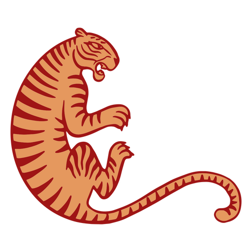 Elemento de trazo de color de tigre chino Diseño PNG