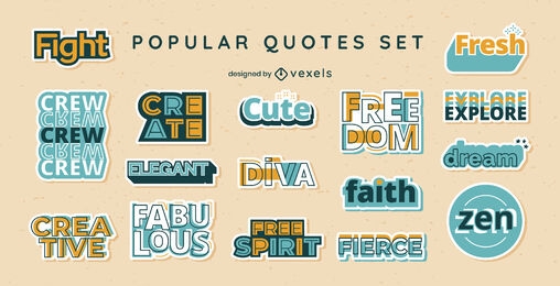 Popular slang words and quotes badge set