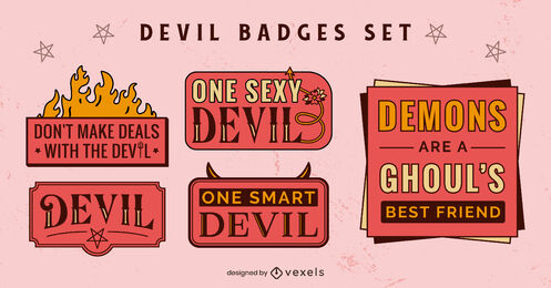 Devils and demons satanic hell badge set