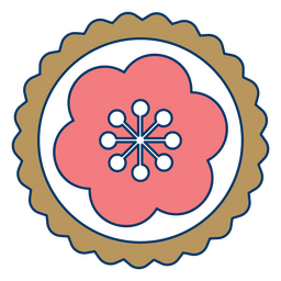 Flor rosa en marco de círculo de oro Transparent PNG