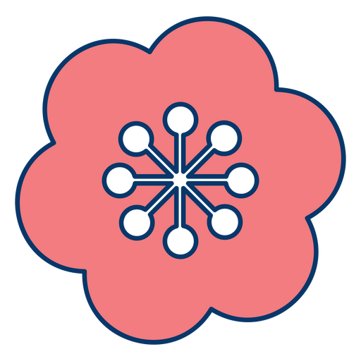 Rote rosa Blume mit Punkten PNG-Design