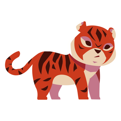 Tiger flache Karikatur neues Jahr PNG-Design