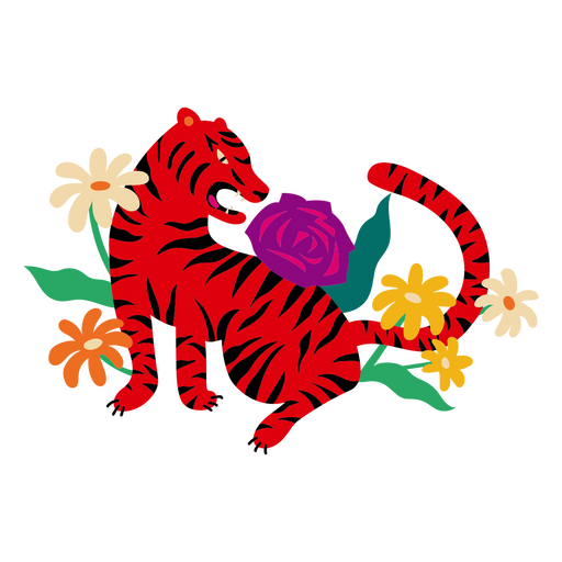 Tiger flat chinese new year PNG Design
