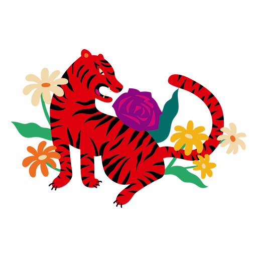 Tigre ano novo chinês plano Desenho PNG