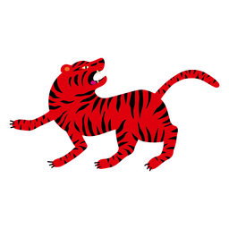 Red tiger flat chinese new year PNG Design