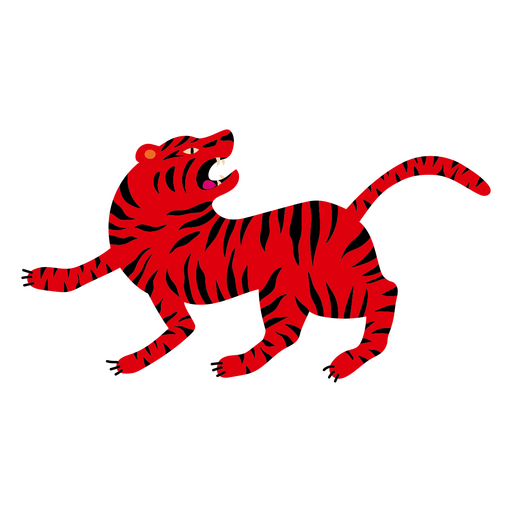 Flaches chinesisches neues jahr des roten tigers PNG-Design