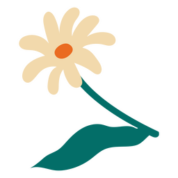 Daisy with stem flat white PNG Design