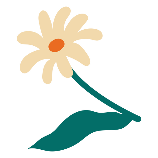 Gänseblümchen mit Stiel flach weiß PNG-Design