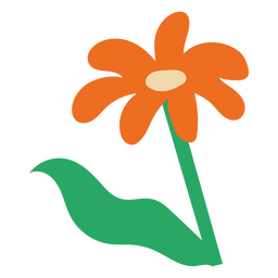 Margarita con tallo plano naranja Diseño PNG