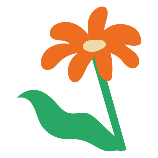 Daisy with stem flat orange PNG Design