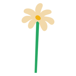 White flower and stem flat  PNG Design