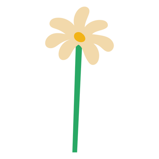 Flor blanca y tallo plano Diseño PNG