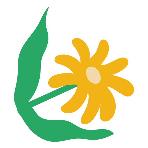 Daisy with stem flat yellow PNG Design