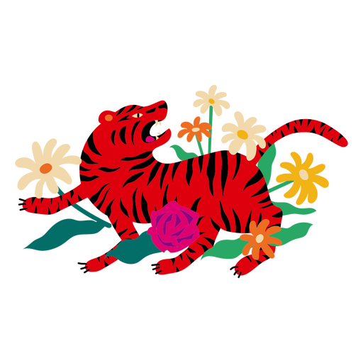Chinese new year flat tiger PNG Design