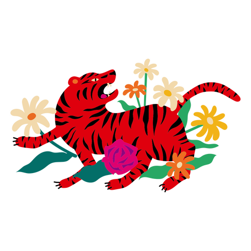 Tigre plano año nuevo chino Diseño PNG