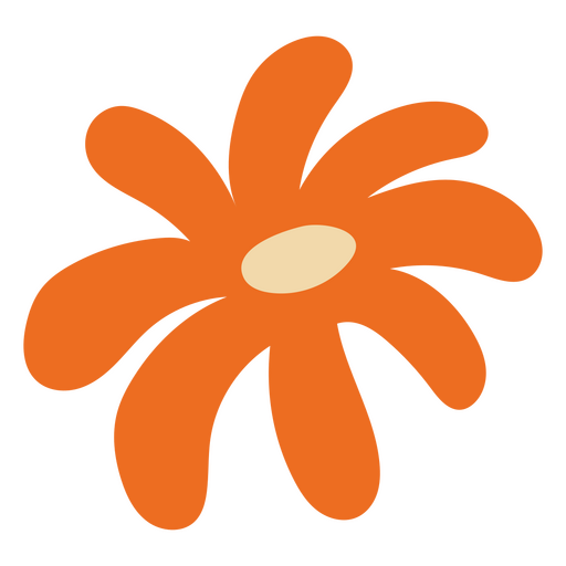 Margarita flor plana naranja Diseño PNG