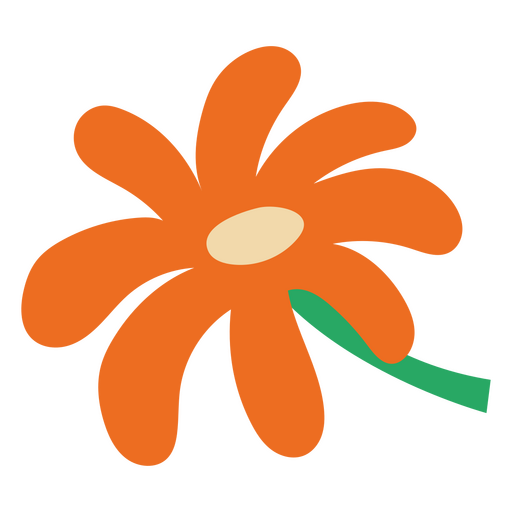 Daisy flower with stem flat orange