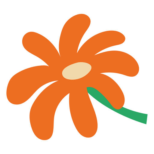 Gänseblümchen-Blume mit Stiel flach orange PNG-Design