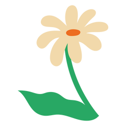 Gänseblümchen-Blume mit Stiel flach weiß PNG-Design