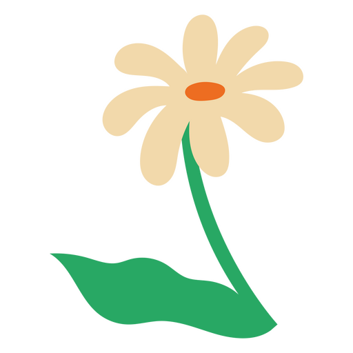 Flor de margarita con tallo blanco plano