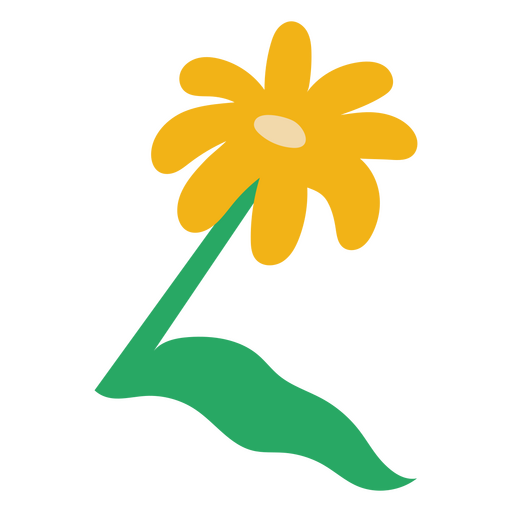 Daisy flower with stem flat yellow