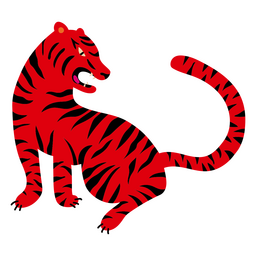Chinese flat red tiger PNG Design