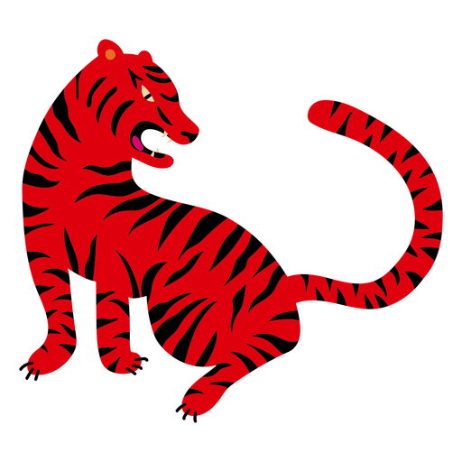 Chinesischer flacher roter Tiger PNG-Design