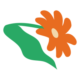 Orange daisy flat stem PNG Design