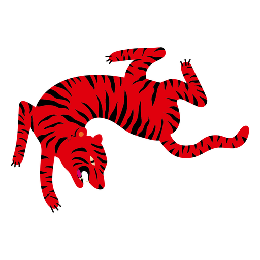 Tigre plano feroz Diseño PNG