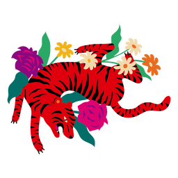 Tiger flat flowers PNG Design Transparent PNG