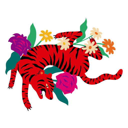 Flache Tigerblumen PNG-Design