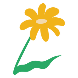Margarida com folha amarela plana Desenho PNG