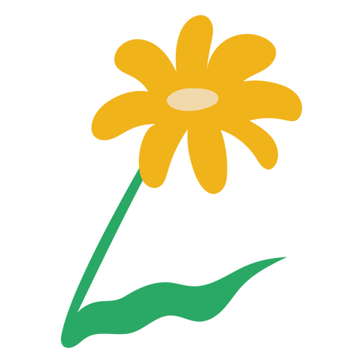 Margarida com folha amarela plana Desenho PNG