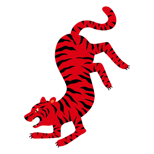 Red tiger flat fierce PNG Design