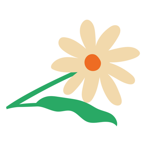 Daisy with leaf flat white PNG Design