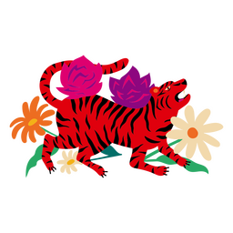 Year of the tiger flat chinese PNG Design