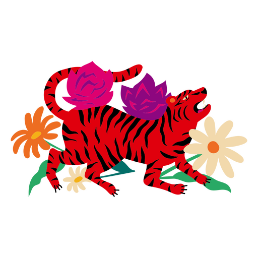 Ano do tigre chinês plano Desenho PNG