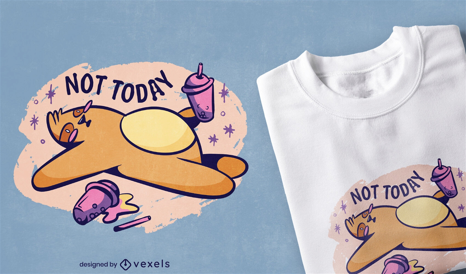 Cute tired sloth cartoon t-shirt design 