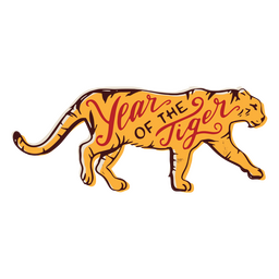 Ano da citação desenhada à mão do tigre Desenho PNG