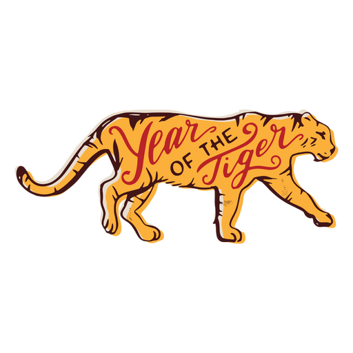 Year of the tiger hand drawn quote PNG Design