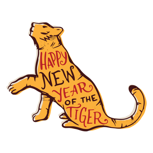Tiger handgezeichnetes Zitat Neujahr PNG-Design