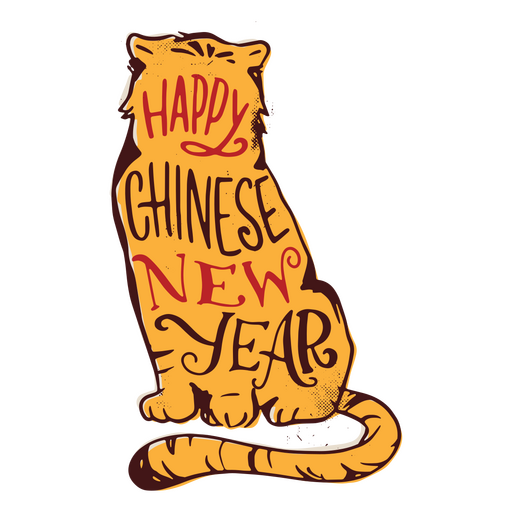 Tiger handgezeichnetes Neujahrszitat PNG-Design