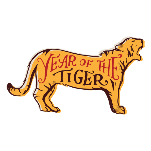 Tiger Jahr handgezeichnetes Zitat PNG-Design