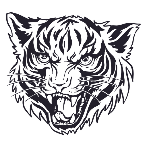 Rosto de traçado cheio de tigre Desenho PNG