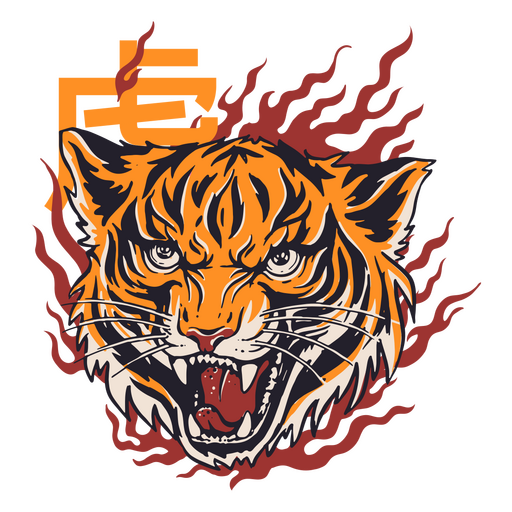 Ilustração de rosto de tigre chinês Desenho PNG