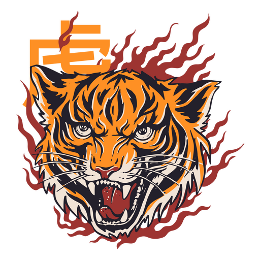 Tiger illustration face chinese PNG Design