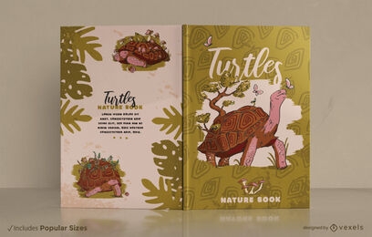 Diseño de portada de libro de animales de tortuga terrestre.